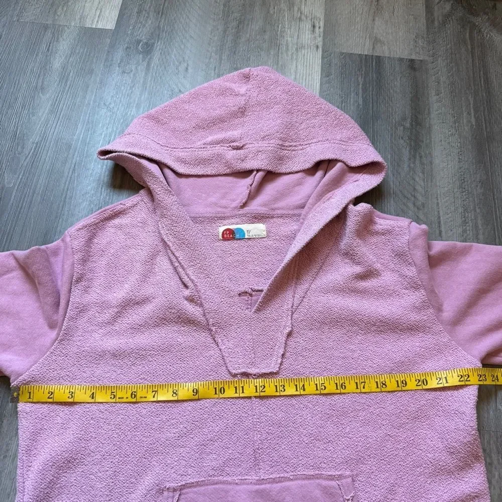 Free People Oversized Terry Hooded Sweatshirt XS Purple Vacation Boho